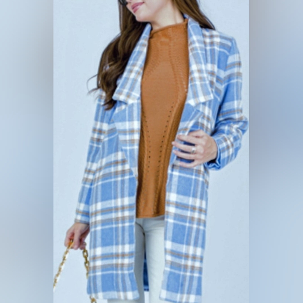 ANDREE BY UNIT Blue Plaid Coat